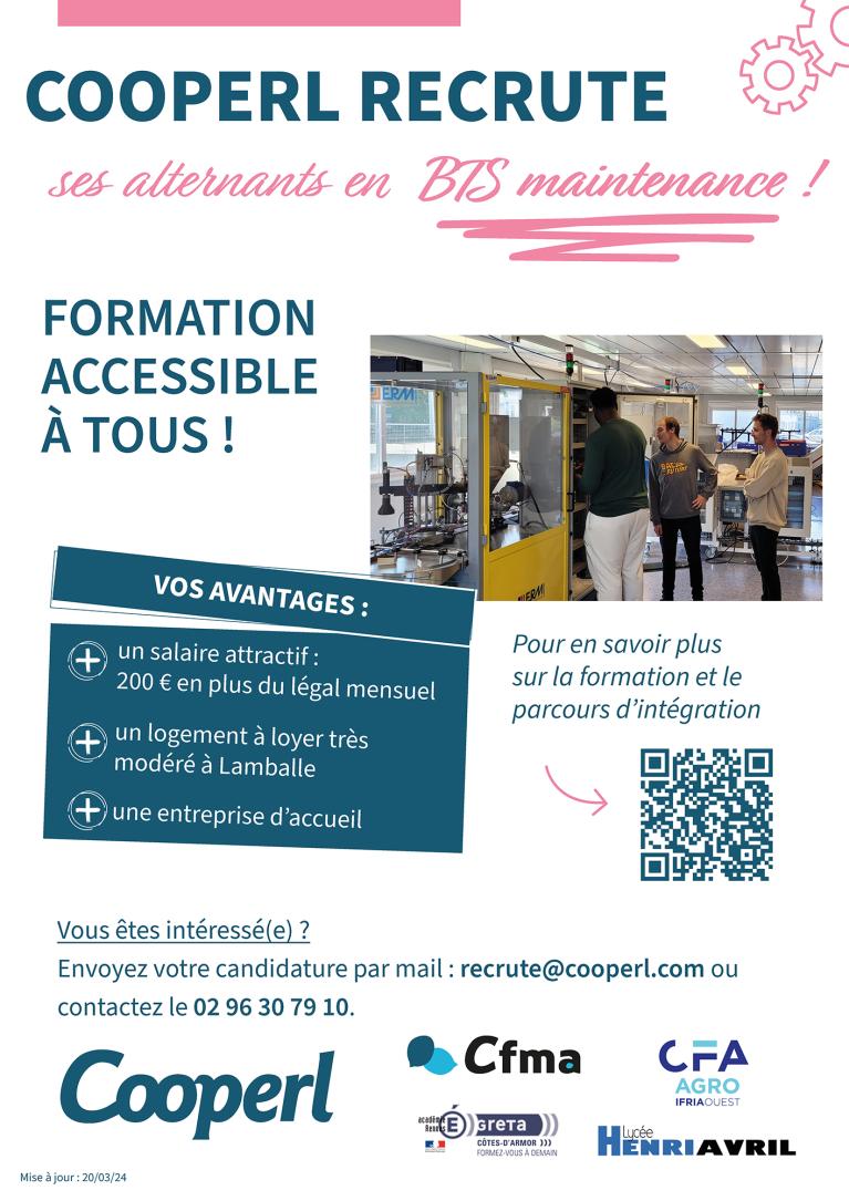 affiche bts maintenance formation alternance cooperl lamballe